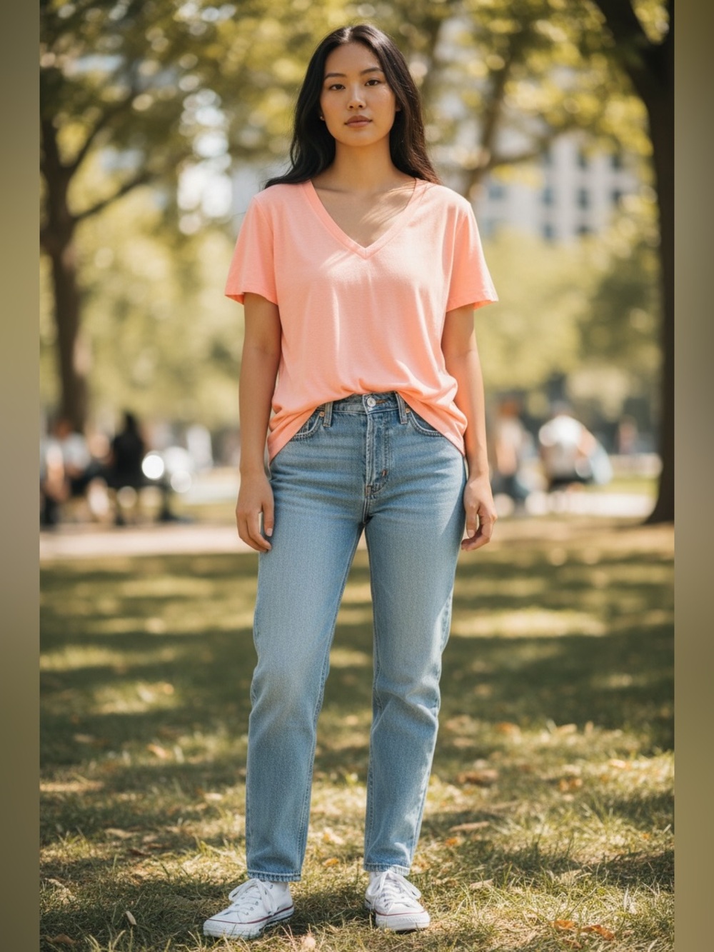 Victoria's Secret PINK Light Orange V-Neck Tee Shirt ~ Size: Medium